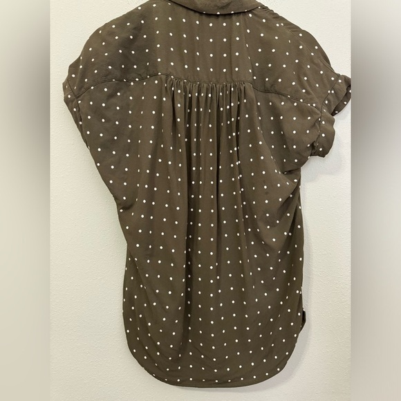 Madewell Central Drapey Popover Shirt in Grid Dot Kale Size Small - Picture 6 of 12